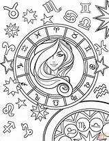 Coloring Zodiac Virgo Pages Sign Printable Supercoloring Adult Aries Signs sketch template