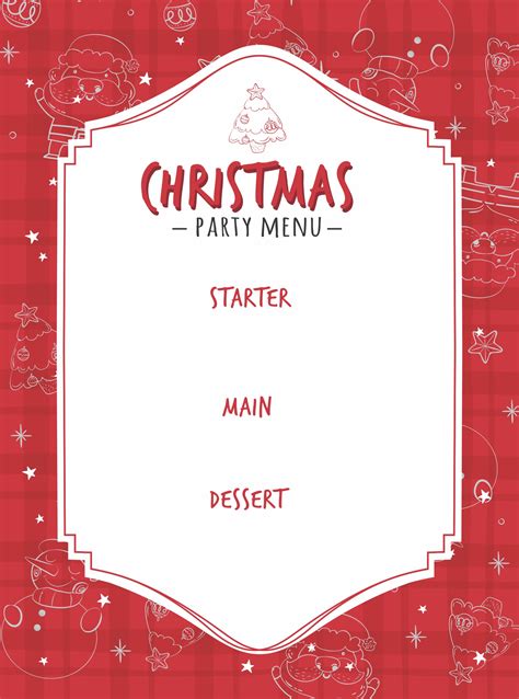 christmas menu templates    printables printablee