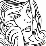 Coloring Crying Girl Lichtenstein Pages Roy sketch template
