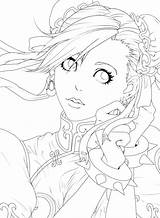 Chun Lineart Fighter sketch template