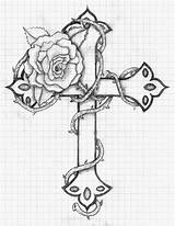 Cross Rose Drawings Drawing Crosses Flowers Tattoos Tattoo Pages Roses Designs Coloring Balloon Fiasco Print Printable Thorns Deviantart Heart Kreuz sketch template