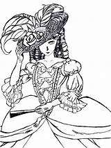 Victorian Coloring Pages Woman Printable Color Girl sketch template