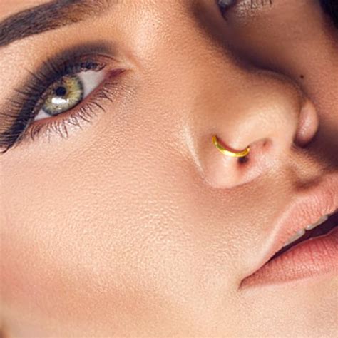 mm  gold nose ring hinged nose hoop thin nose ring  etsy