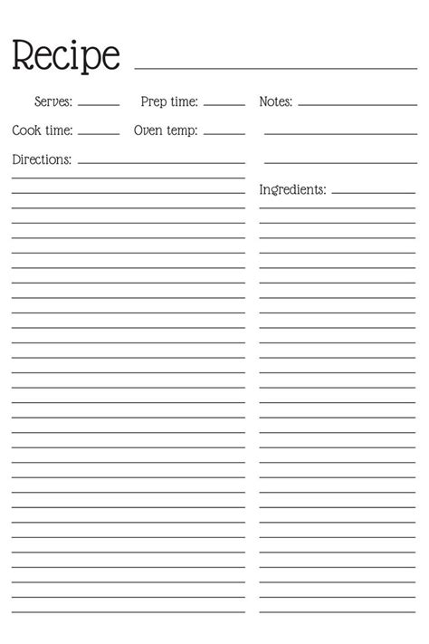 recipe paper printable printable word searches