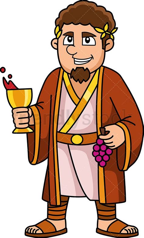 Dionysus Holding Glass Of Wine Cartoon Clipart Vector