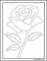 Rose Coloring Pages Outline Stem Print Printable Pdf Long Printables Colorwithfuzzy sketch template