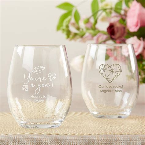 personalized elements 9 oz stemless wine glass my wedding favors