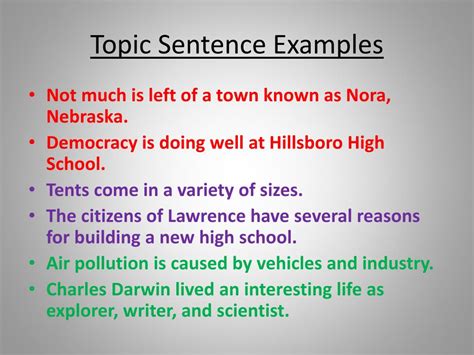 topic sentence  definition sentences paragraph