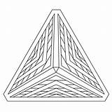 Optical Illusion Triangles Driehoek Geometric Pyramid Colouring Illusions Optische Coloringhome sketch template