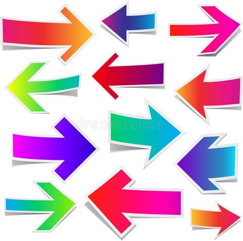 Set Of Straight Colorful Arrows Stock Vector Illustration Of Back