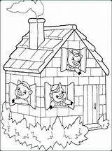 Coloring Pages Pigs Houses Three Little Pig Peppa House Getcolorings sketch template