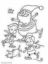 Coloring Pages Skating Santa Children Holidays Printable Christmas sketch template