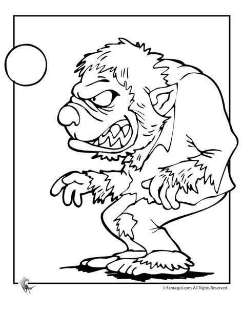 werewolf  full moon halloween coloring page woo jr kids activities