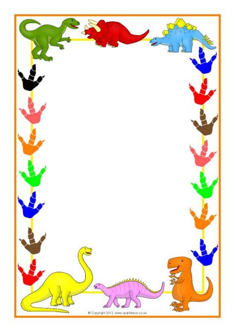 cartoon dinosaur  page borders sb sparklebox