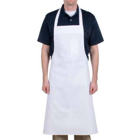 chef revival bac customizable economy white cotton bib apron   pocket