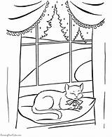 Coloring Pages Christmas Cat Animals Colouring Cats Nap Printable Raisingourkids Animal Fun Print Window Dogs Winter Printing Help Printables Gif sketch template