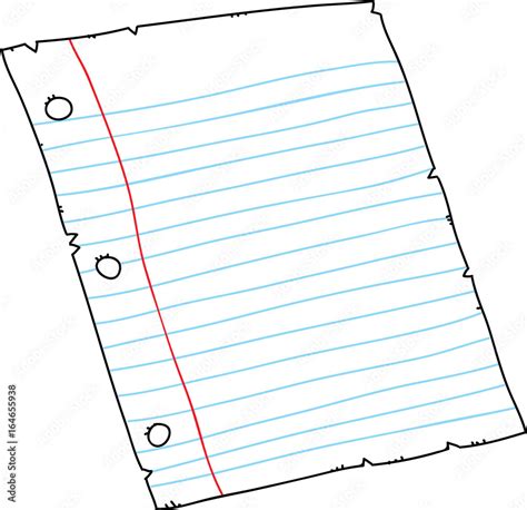 cartoon sheet  lined  holed punched paper stock vector