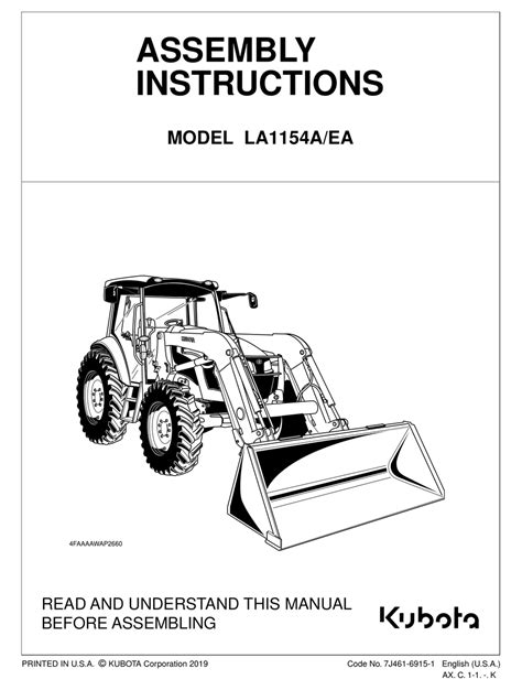 kubota laa assembly instructions manual   manualslib