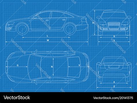car schematic  car blueprint royalty  vector image