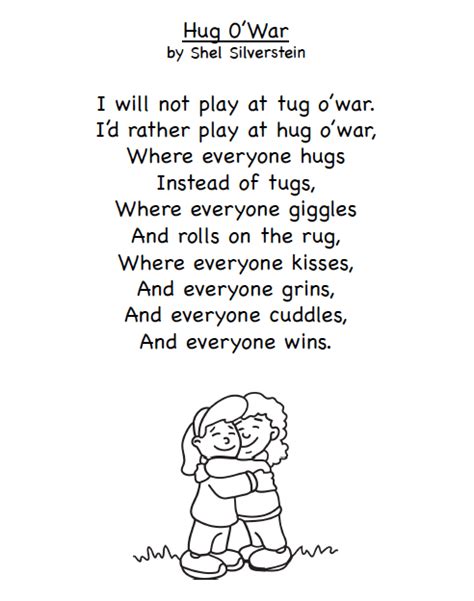 kids poems  peace  printables grade onederful