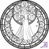 Stained Glass Coloring Elsa Pages Mandala Disney Amethyst Akili Choose Board Line Frozen Adult sketch template