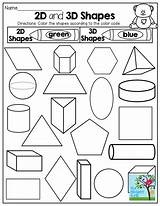 Shapes 3d 2d Color Shape Math Solid Kindergarten Code Activities Printables sketch template