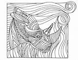 Rhino Grown Zentangle Lostbumblebee Coloringbay 5x11 sketch template