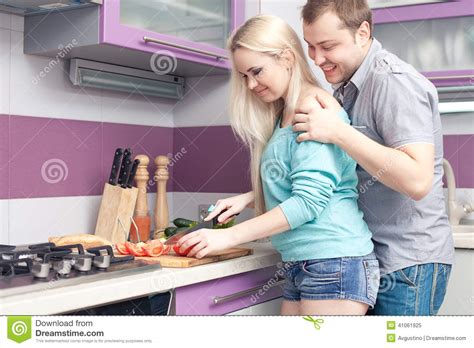 Modern Romantic Couple Preparing Meal Together Stock Image Image Of