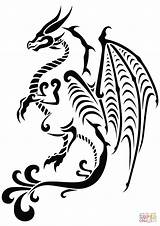 Coloring Dragon Tattoo Pages Printable sketch template