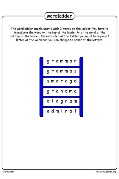 word ladder puzzle generator  puzzles  printable worksheets