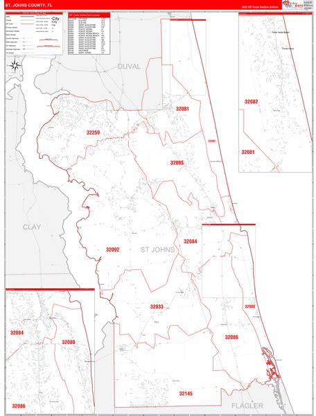 St Johns County Fl Zip Code Maps Red Line