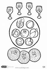 Passover Coloring Seder Plate Pages Pesach Drawing Print Kids Printable Jewish Printables Wine Cups Sheet Festivals Crafts Colouring Pesaj Sheets sketch template