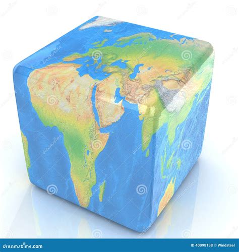 earth   cube isolated  white stock illustration illustration