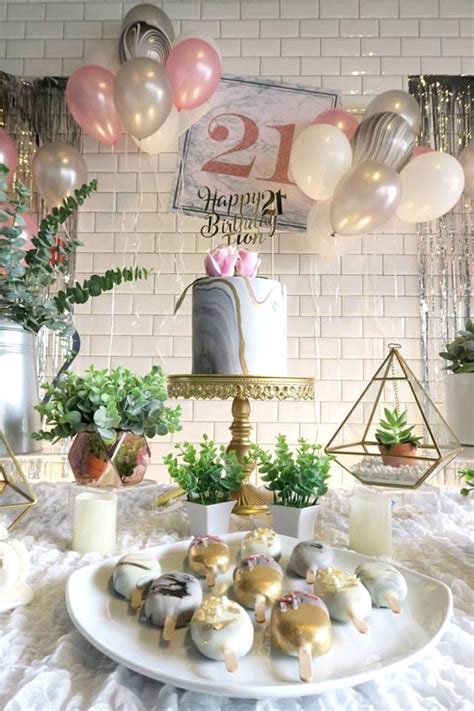 Kara S Party Ideas Elegant Marble Inspired 21st Birthday