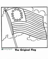 Flag American First Coloring Pages Color 13 Colonies Printable Patriotic Revolution History Drawing Flags Print Stars Kids Clipart Preschool Vector sketch template