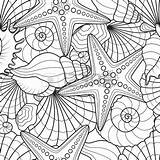 Starfish Seamless Seashells Background Coloring Choose Board Drawings Drawing sketch template