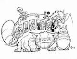 Ghibli Studio Coloring Pages Catbus Printable Cat Bus Choose Board Chat Book sketch template