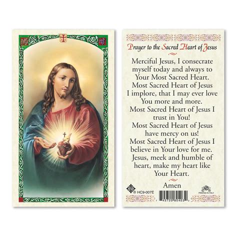 laminated holy card sacred heart  jesus ewtn religious catalogue