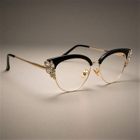 45120 gorgeous ladies cat eye shiny rhinestones glasses frames for wom