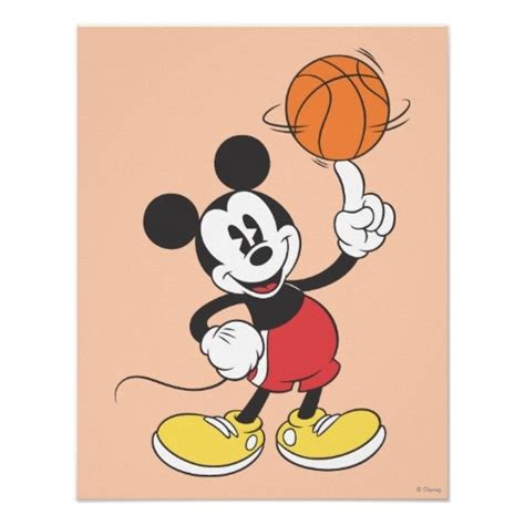 sporty mickey spinning basketball poster mice basketball players