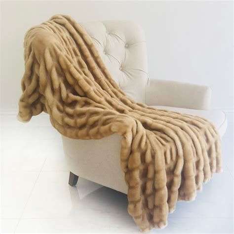 beige mink faux fur handmade luxury throw    walmartcom