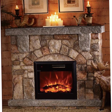 stone electric fireplace  modern rustic home designs homesfeed