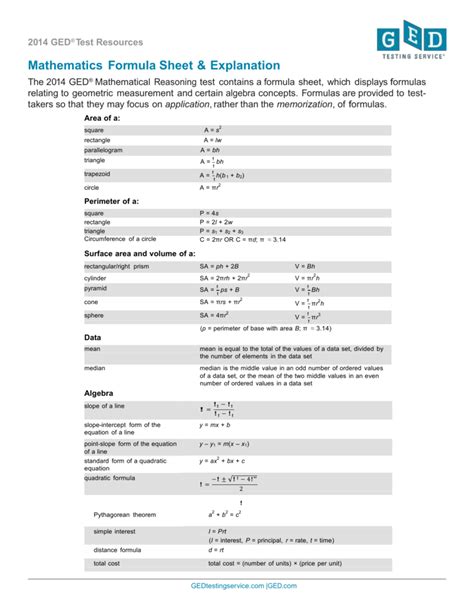 statistics formula sheet  explanation