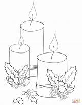 Coloring Christmas Candles Pages Printable Drawing sketch template