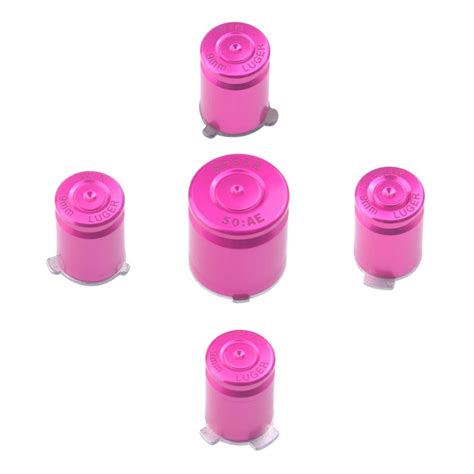 xbox  controller metal abxy  guide button set bullet style pink