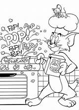 Jerry Tom Coloring Pages Popcorn Cooking Kids Printable Cartoons Colorare Da Colorir Und Tegninger Disegni Og Fun Malarbilder Malvorlagen sketch template