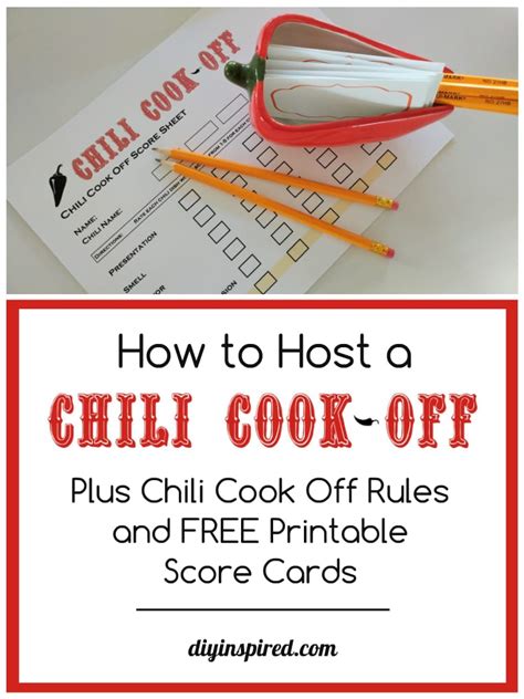 chili cook  rules   score sheet diy inspired