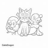 Pokemon Moon Sun Starters Coloring Pages Template sketch template
