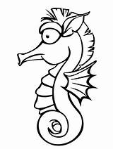 Seahorse Coloring Cute Drawing Outline Pages Printable Template Sea Horse Easy Templates Cartoon Clipart Shape Brutus Buckeye Colouring Clip Crafts sketch template