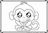 Monkey Coloring Pages Cute Baby Animal Color Animals Printables Cartoon Sheets Town Printable Little Monkeys Kids Getcolorings Popular sketch template